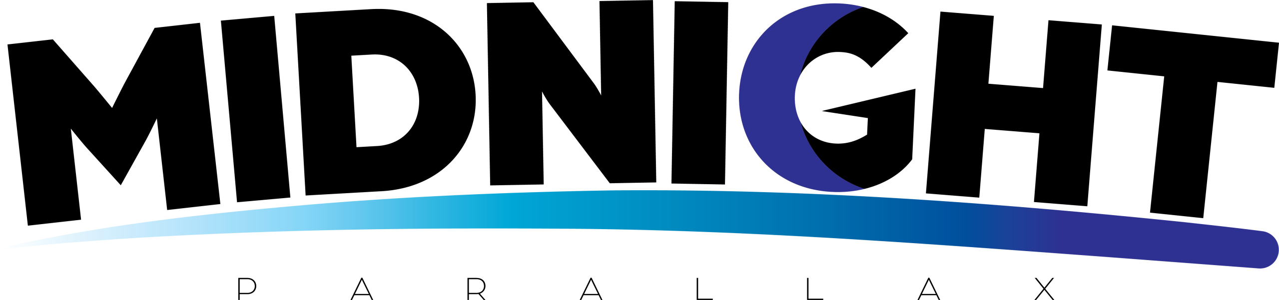 The revised Midnight Parallax logo presents a sleek, modern interpretation that emphasizes elegance, motion, and cinematic immersion. The design features a bold crescent shape in deep indigo, symbolizing the "midnight" aspect of the brand while also evoking themes of mystery, imagination, and discovery. The crescent’s clean curve suggests a moonrise, aligning with the name Parallax—a nod to shifting perspectives and new ways of seeing.

Beneath the crescent, a sweeping arc stretches across the base of the logo. Rendered in a gradient of light blue to deep violet, this arc conveys movement and progression, reminiscent of a cinematic horizon or the arc of light from a projector beam. The smooth transition of colors mirrors the immersive range of experiences Midnight Parallax offers, from vibrant blockbusters to thoughtful independent films.

The minimalistic approach avoids unnecessary clutter, allowing the shapes and colors to speak with clarity and sophistication. The curved forms suggest inclusivity and forward vision, while the cool-toned palette reinforces a calming yet futuristic feel.