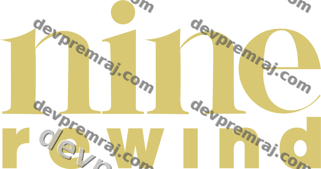 The Nine Rewind logo features elegant, classic serif typography in warm gold against black, evoking nostalgia and premium heritage. Its refined letterforms recall vintage broadcast identities, reflecting the channel’s focus on Singaporean and Hong Kong television classics and 1990s–2006 English films, thoughtfully reintroduced through Chinese dubbing.